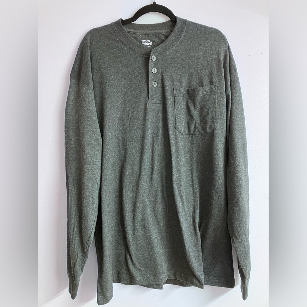 Work n’ Sport Men’s Long Sleeve Pullover Shirt, XL, Charcoal Gray, NWOT